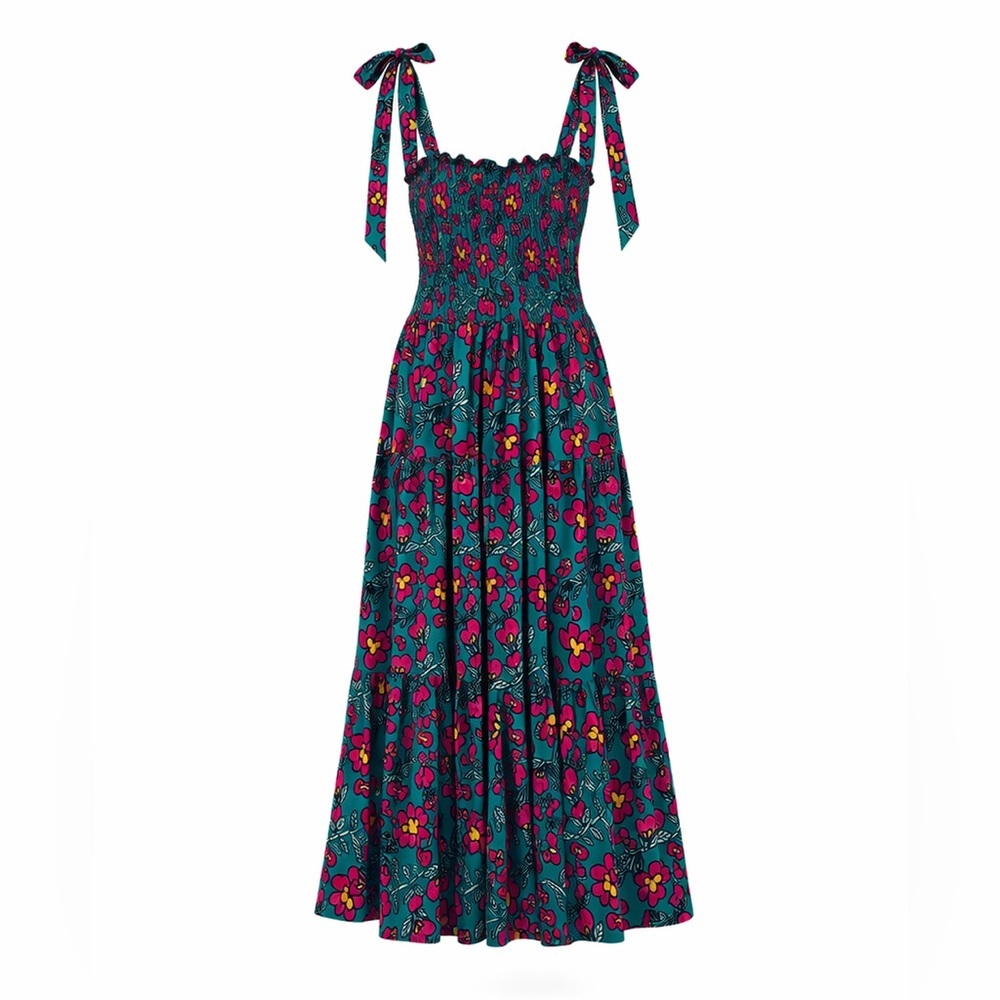Roots Studio x Springfield floral maxi dress in a vibrant teal base